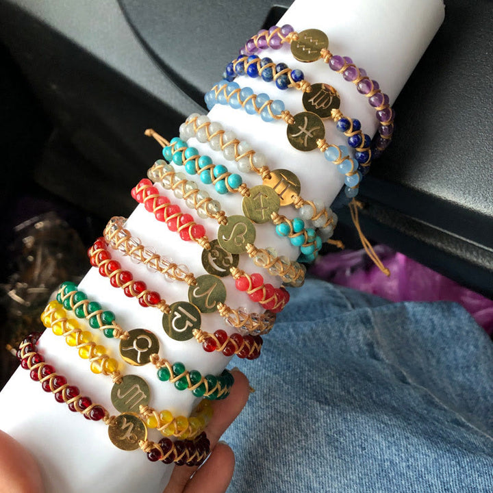 Bracelet enroulé de guérison et d'équilibre en cristal du zodiaque Olivenorma