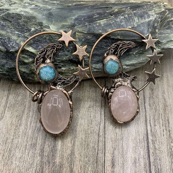 Collier Bohemia Olivenorma en quartz rose et améthyste avec étoile de lune