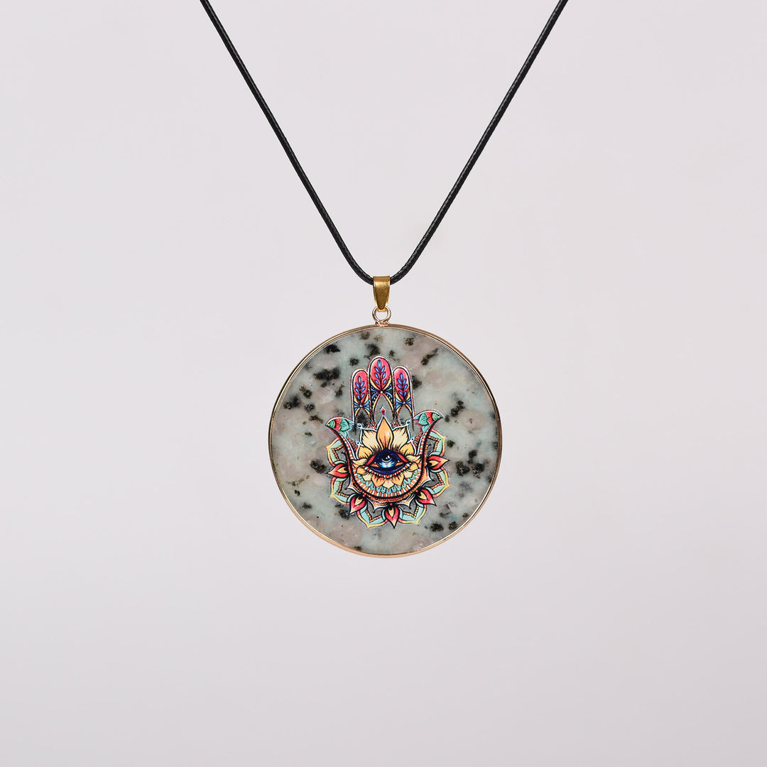 Collier Arbre de Vie en Cristal Hamsa Chakra Olivenorma