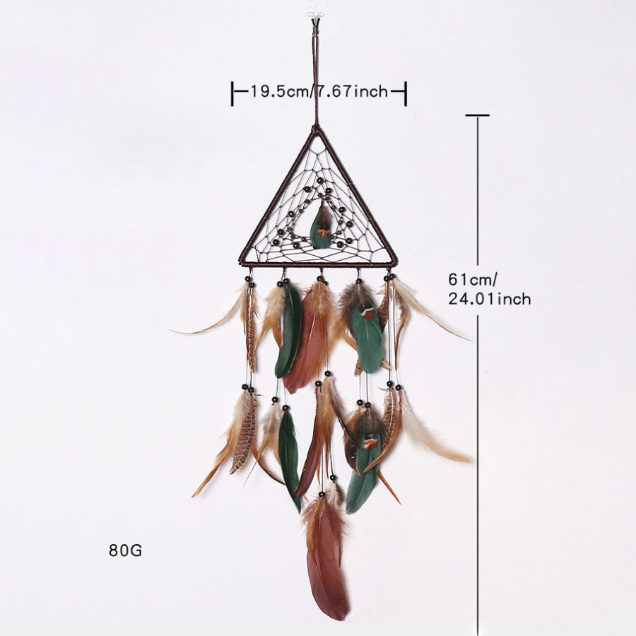 Attrape-rêves en forme de triangle avec perles en onyx noir Olivenorma