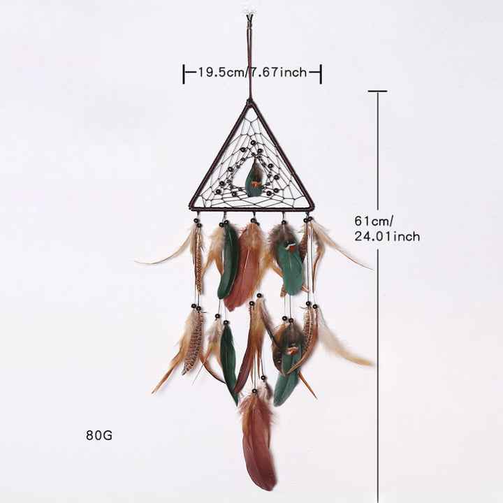 Attrape-rêves en forme de triangle avec perles en onyx noir Olivenorma