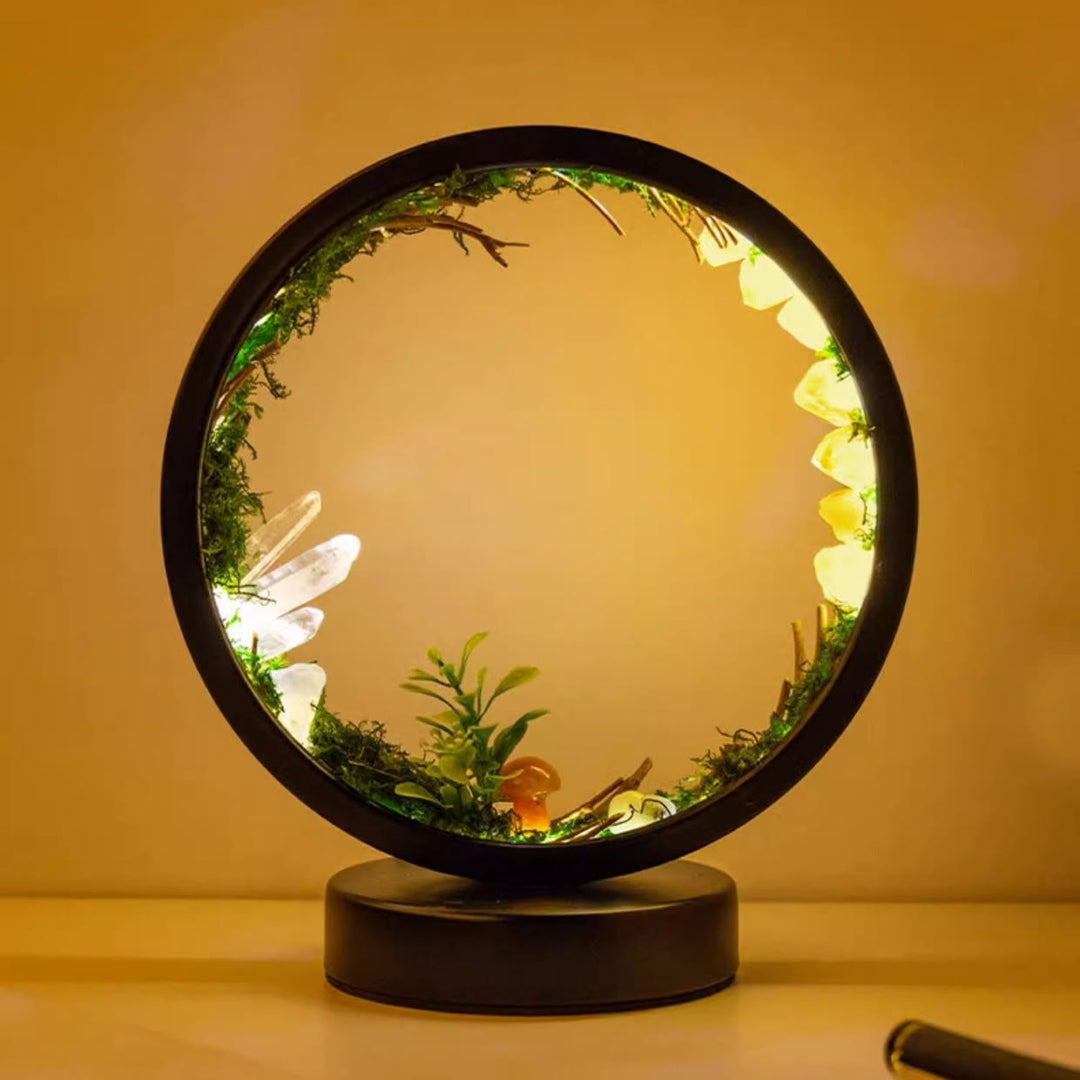 Lampe ronde en cristal de forêt de cristaux naturels Olivenorma