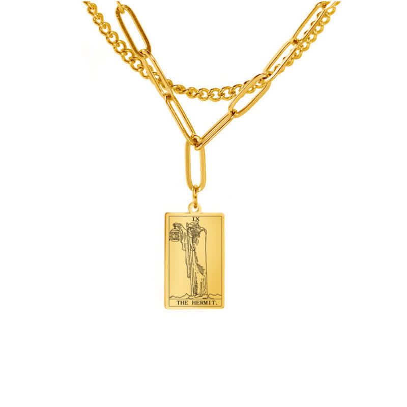 Collier à double chaîne avec carte de tarot Olivenorma