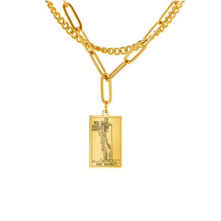 Collier à double chaîne avec carte de tarot Olivenorma