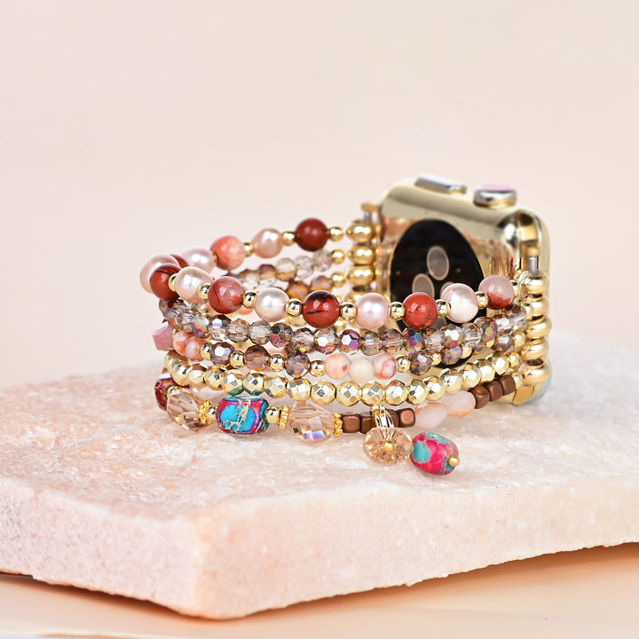 Bracelet de montre Apple Samsung Fitbit en pierre d'acajou Olivenorma