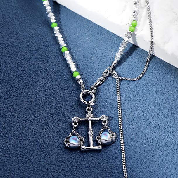 Collier pendentif en alliage avec pierre de lune et zodiaque Olivenorma