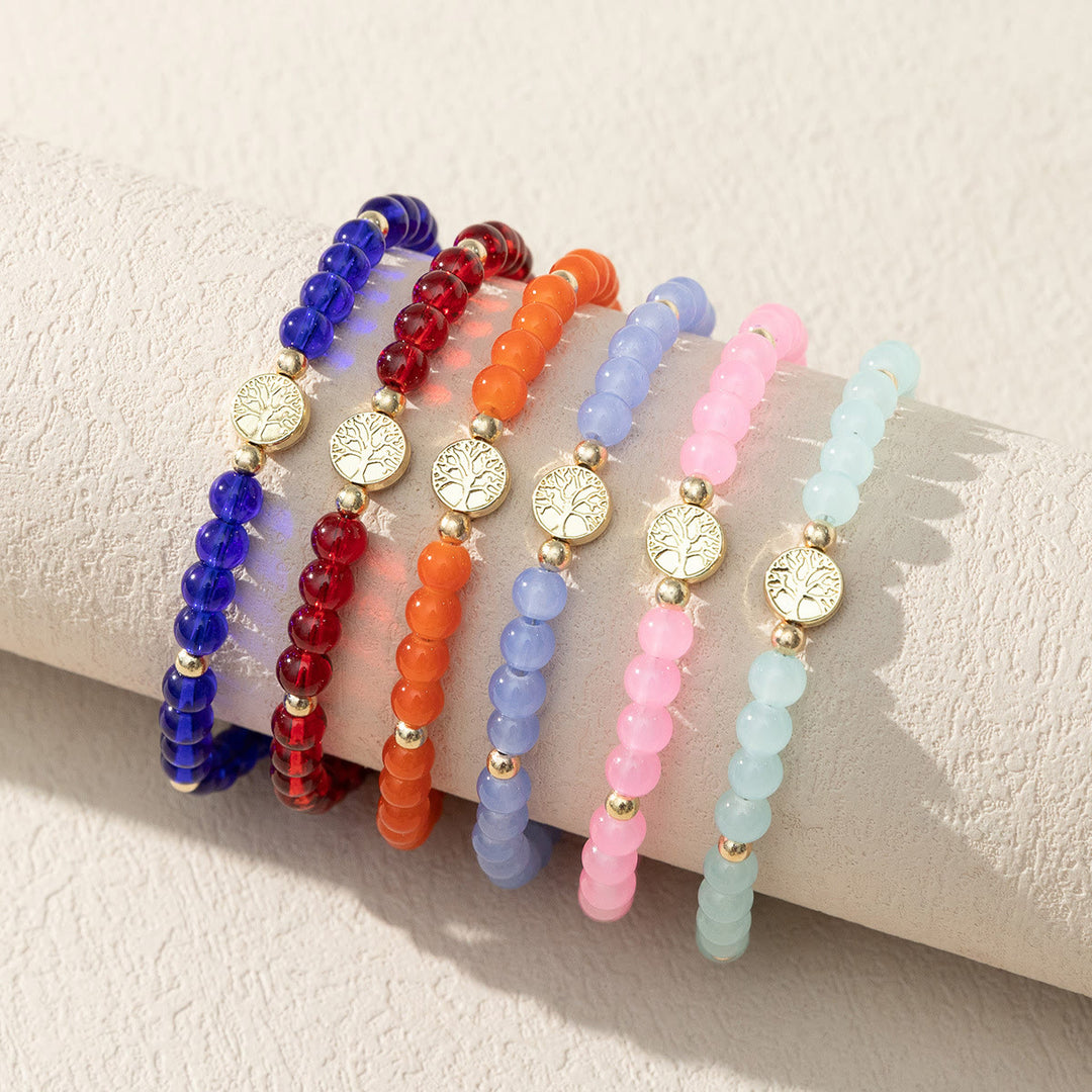 Bracelet Arbre de vie en perles de cristal multicolores Olivenorma