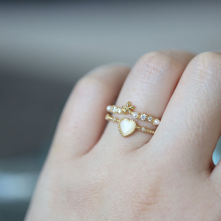 Bague ajustable en pierre œil de chat et zircon blanc Olivenorma