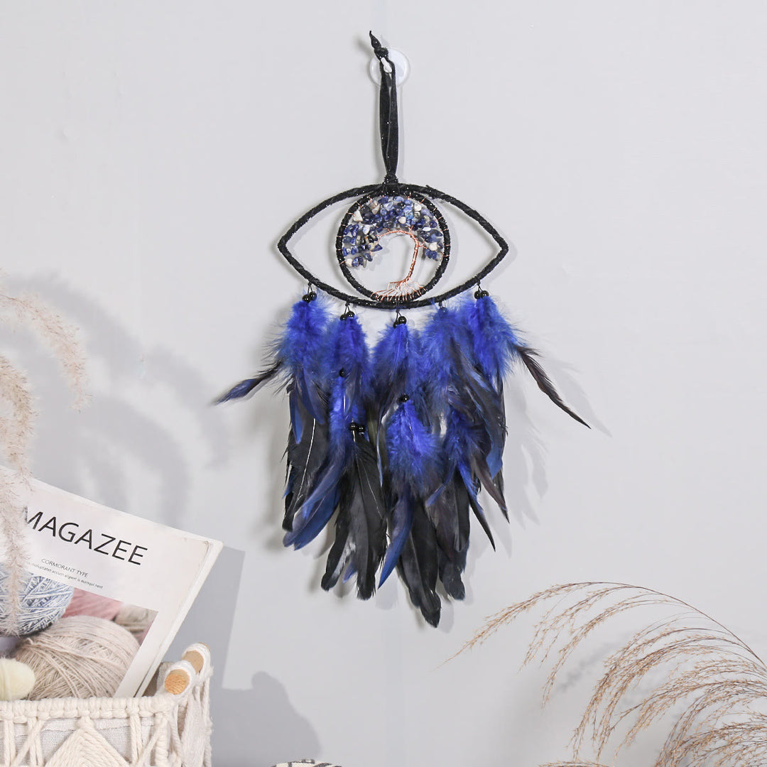 Attrape-rêves en plumes avec arbre de vie en sodalite Olivenorma