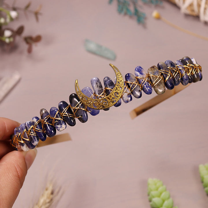 Couronne de cristal de lune en fil d'or et pierre naturelle Olivenorma