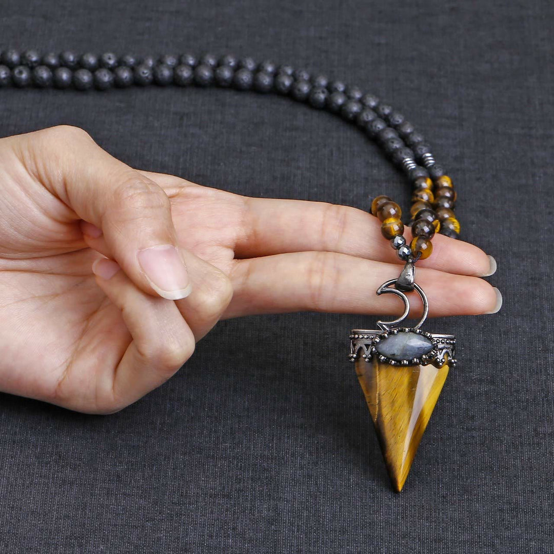 Collier pendentif en forme de triangle en cristal naturel Olivenorma