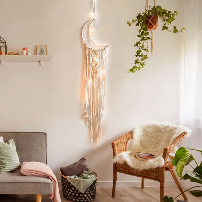 Décoration murale tissée en macramé Olivenorma Bohemian Moon Dream