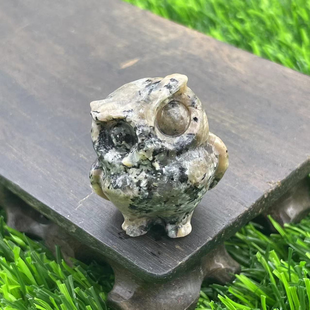 Ornement de hibou en cristal naturel Olivenorma de 3,5 cm, décoration en pierres précieuses
