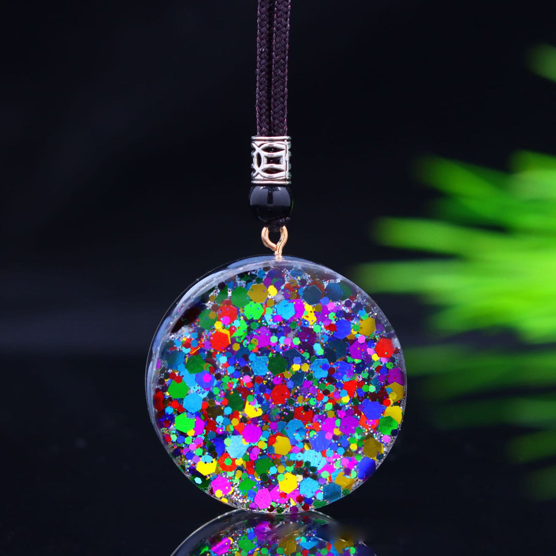 Collier pendentif époxy en gravier de calcédoine bleue naturelle Olivenorma