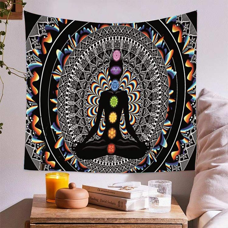 Tapisserie de méditation vintage Chakra Yoga