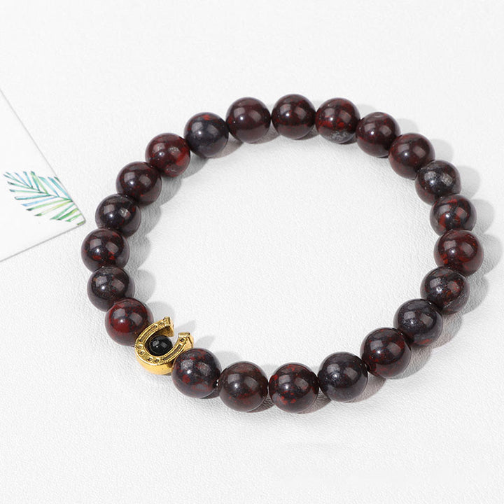 Bracelet pendentif fer à cheval en perles de pierre naturelle Olivenorma de 8 mm