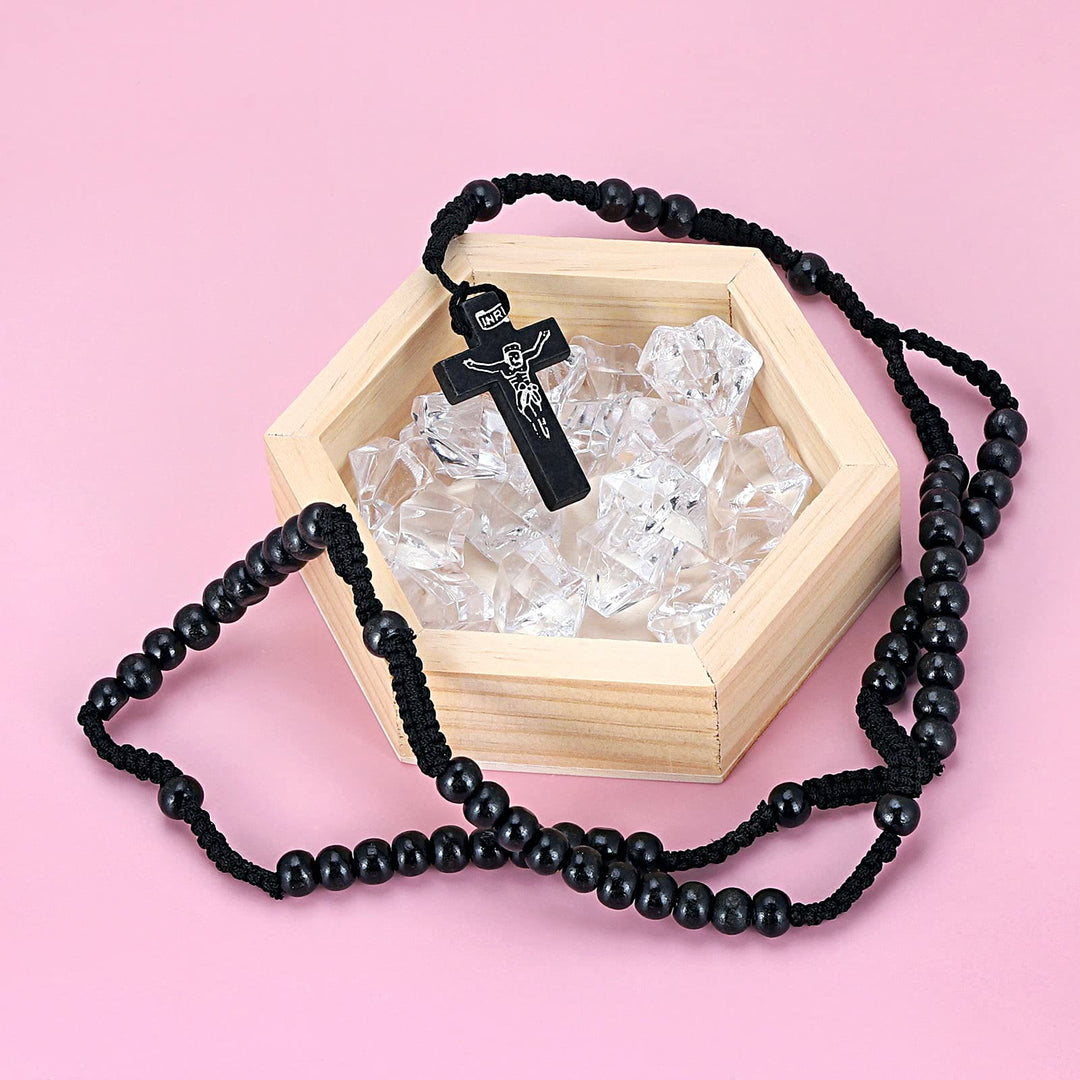 Collier chapelet en perles de bois avec croix Olivenorma