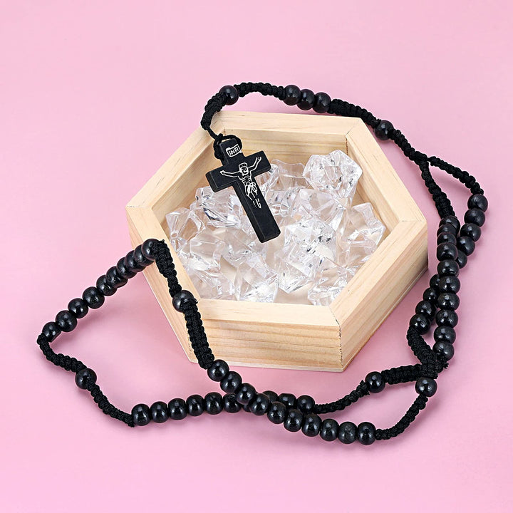 Collier chapelet en perles de bois avec croix Olivenorma