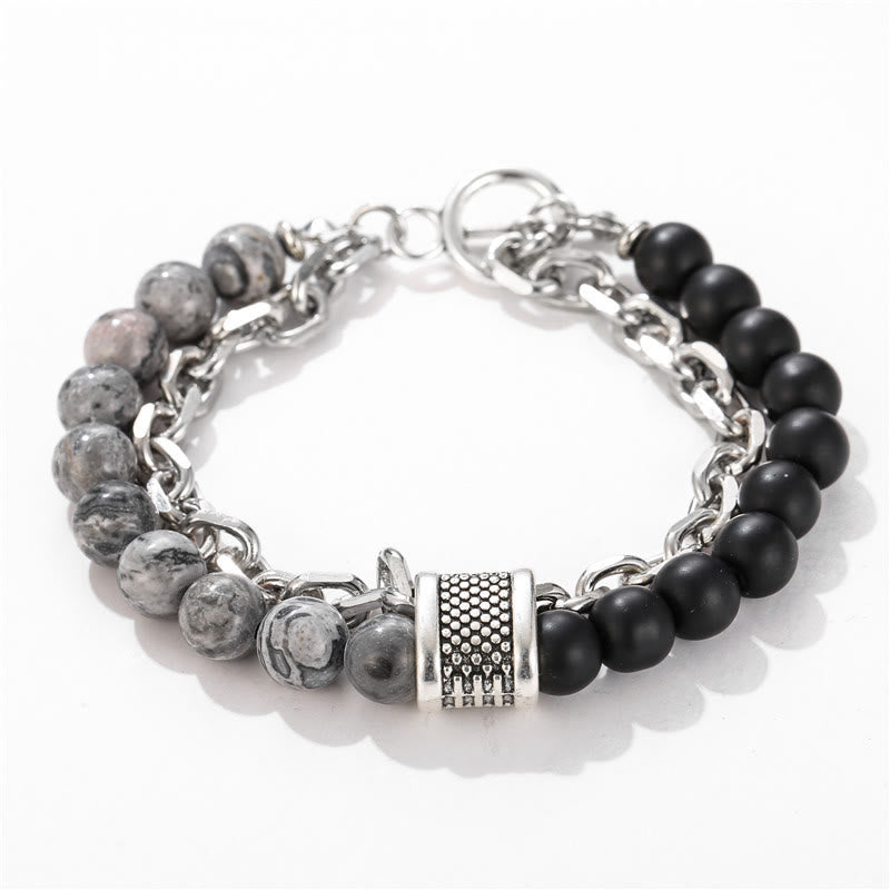 Bracelet pour homme Olivenorma Punk Frosted Stone Combinaison Forme géométrique