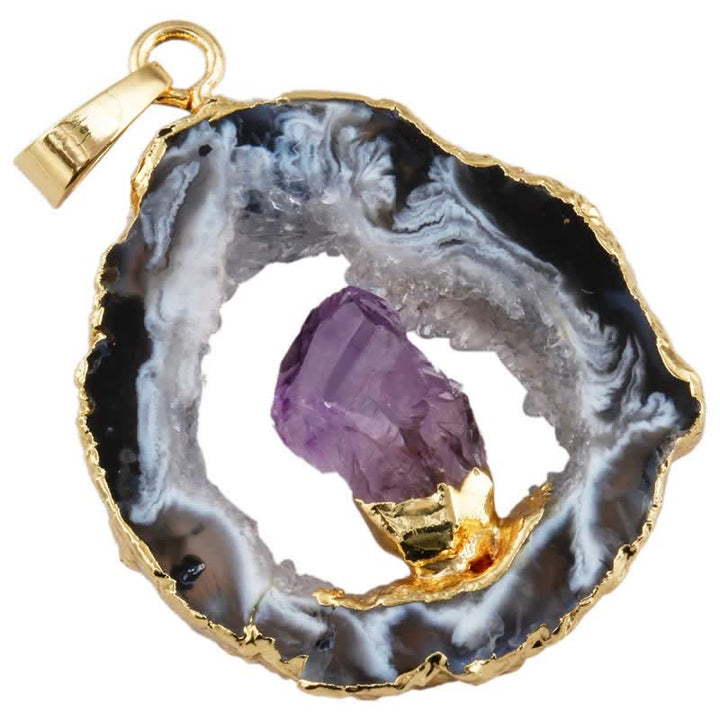 Collier en géode d'agate naturelle Olivenorma