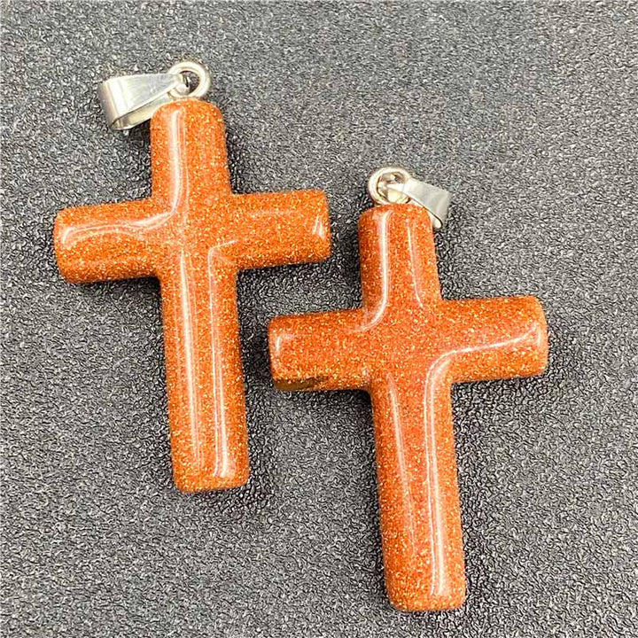Pendentif de guérison en forme de croix en cristal naturel Olivenorma