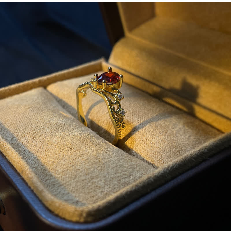 Bague ajustable modelable en couronne de grenat Olivenorma