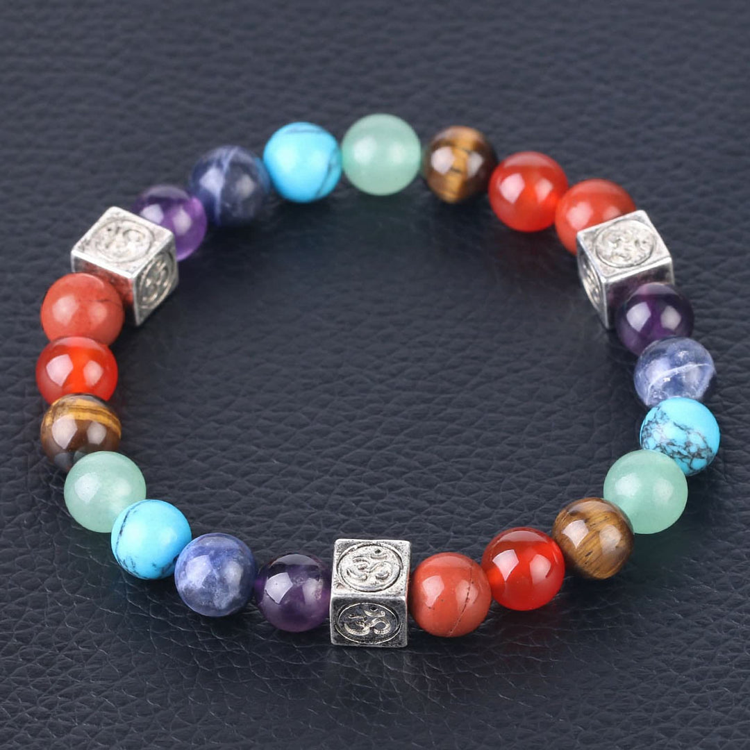 Bracelet de yoga 7 chakras en perles multicolores Olivenorma