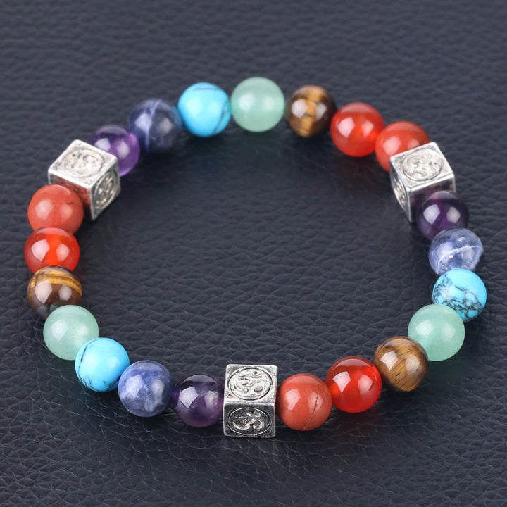 Bracelet de yoga 7 chakras en perles multicolores Olivenorma