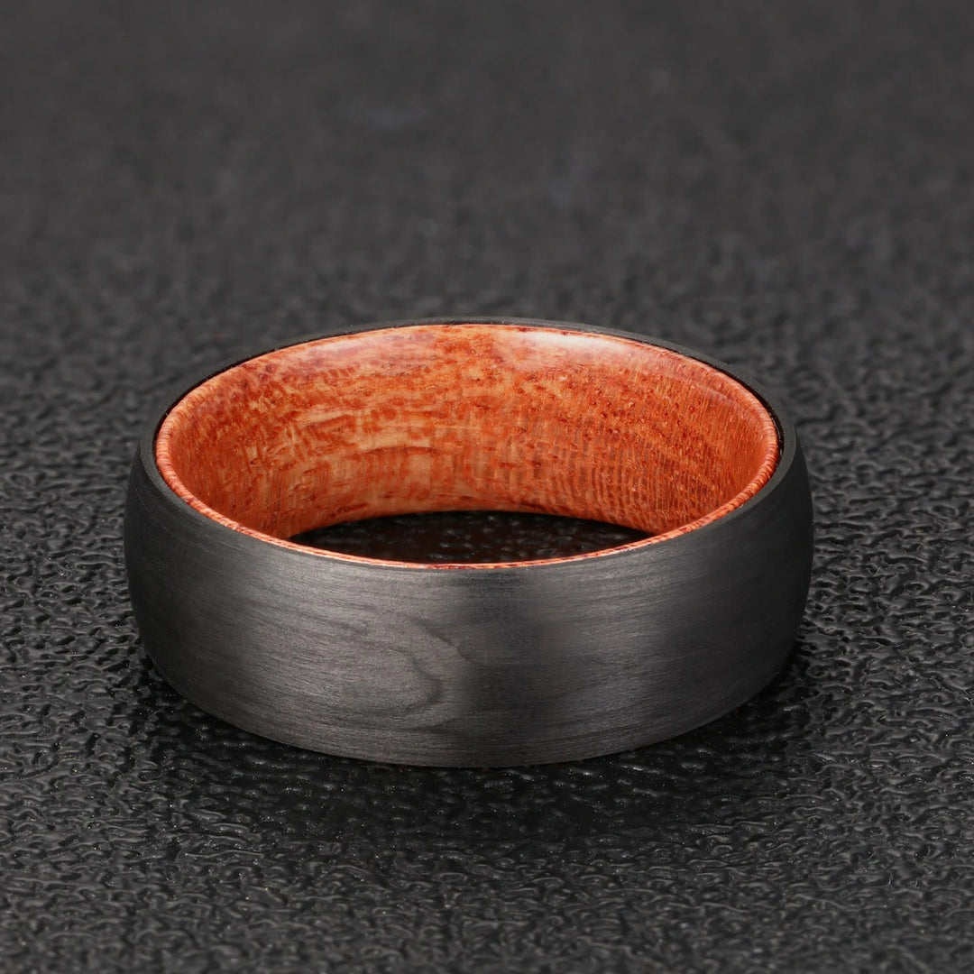 Bague en bois de tonneau de whisky en carbure de tungstène noir Olivenorma 8 mm