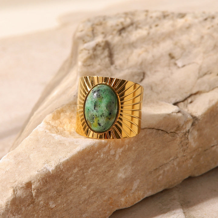 Bague large en turquoise africaine Olivenorma « African Turquoise Majesty »