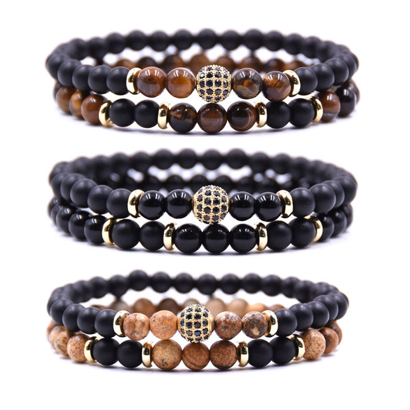 Bracelet homme Olivenorma en perles de cristal naturel à deux couches