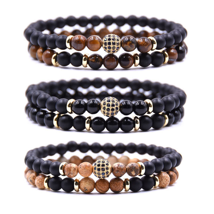 Bracelet homme Olivenorma en perles de cristal naturel à deux couches