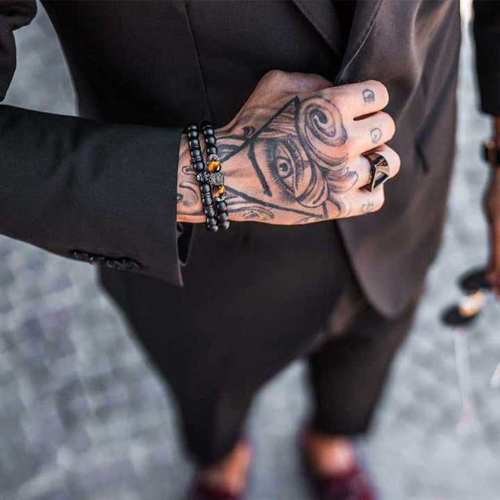 Bracelet symbole lion en pierre de cristal naturel Olivenorma