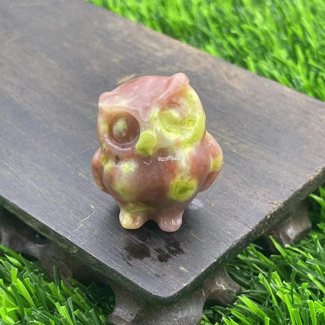 Ornement de hibou en cristal naturel Olivenorma de 3,5 cm, décoration en pierres précieuses