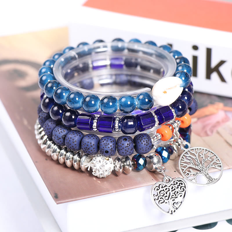 Ensemble de bracelets à perles avec pendentif en forme de cœur et arbre de vie Olivenorma