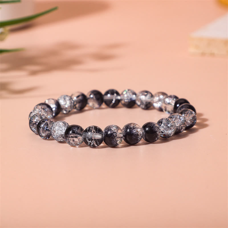 Bracelet pour homme en perles contrastées noires transparentes Olivenorma