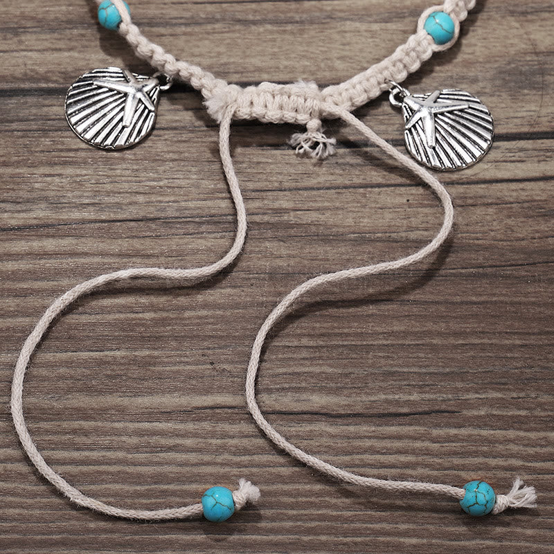 Bracelet de cheville à breloques en forme d'étoile de mer turquoise Olivenorma