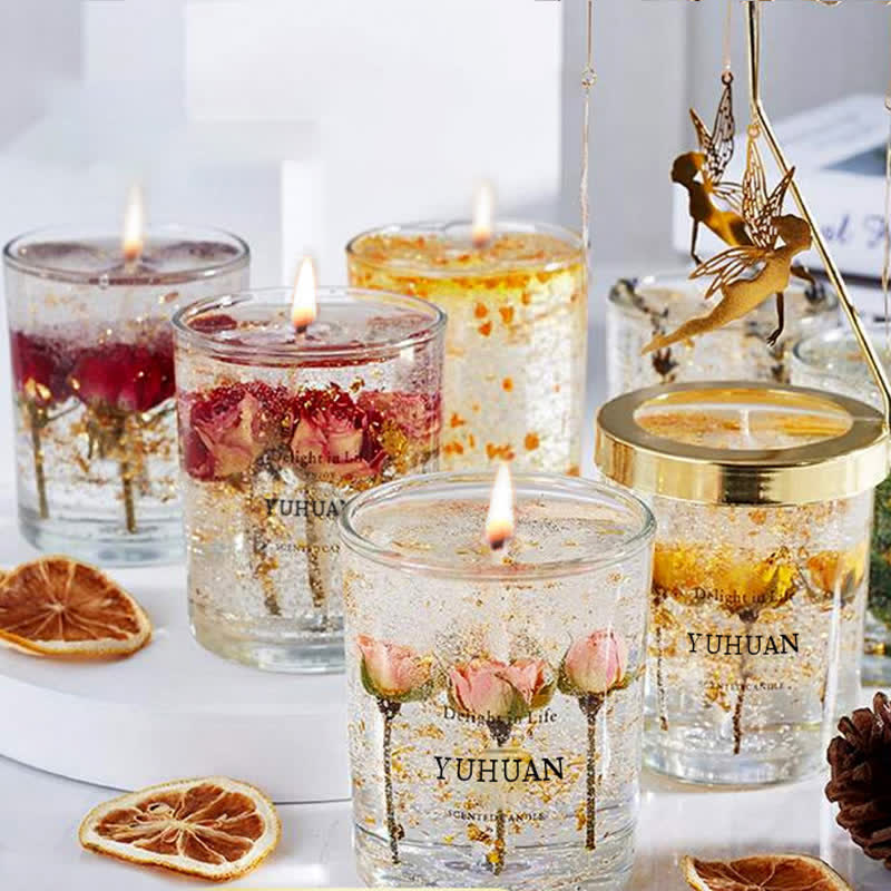 Bougie d'aromathérapie romantique aux vraies fleurs Olivenorma