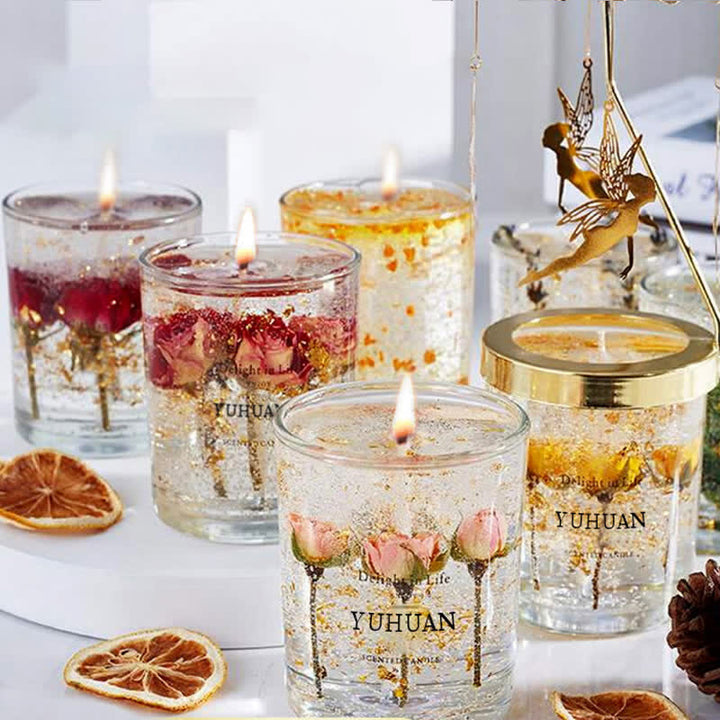 Bougie d'aromathérapie romantique aux vraies fleurs Olivenorma