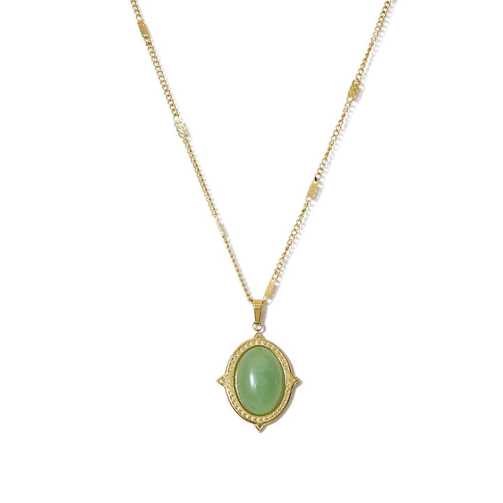 Collier pendentif ovale vert turquoise africain Olivenorma