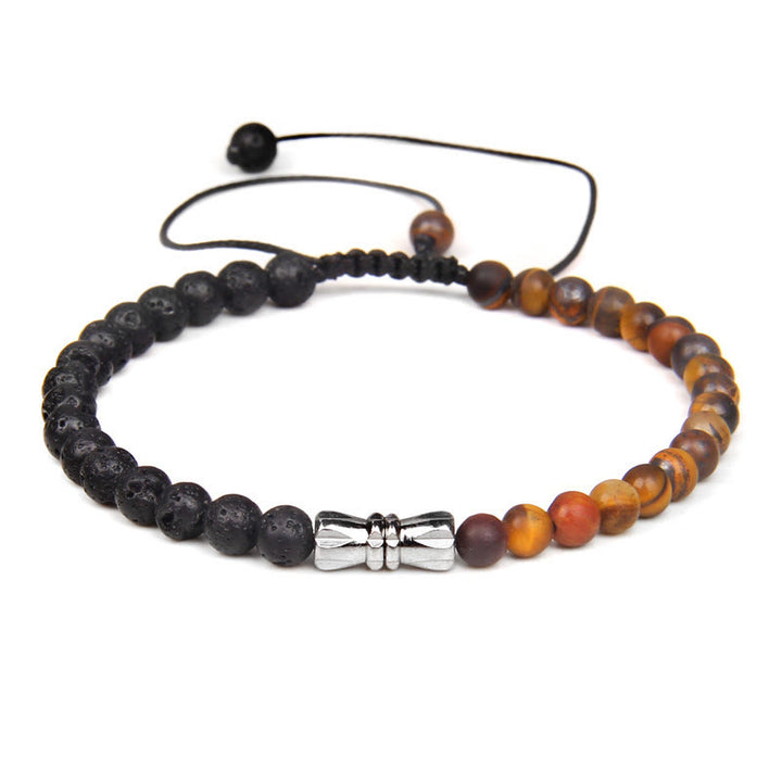 Bracelet tressé en onyx noir et pierre naturelle Olivenorma 4 mm