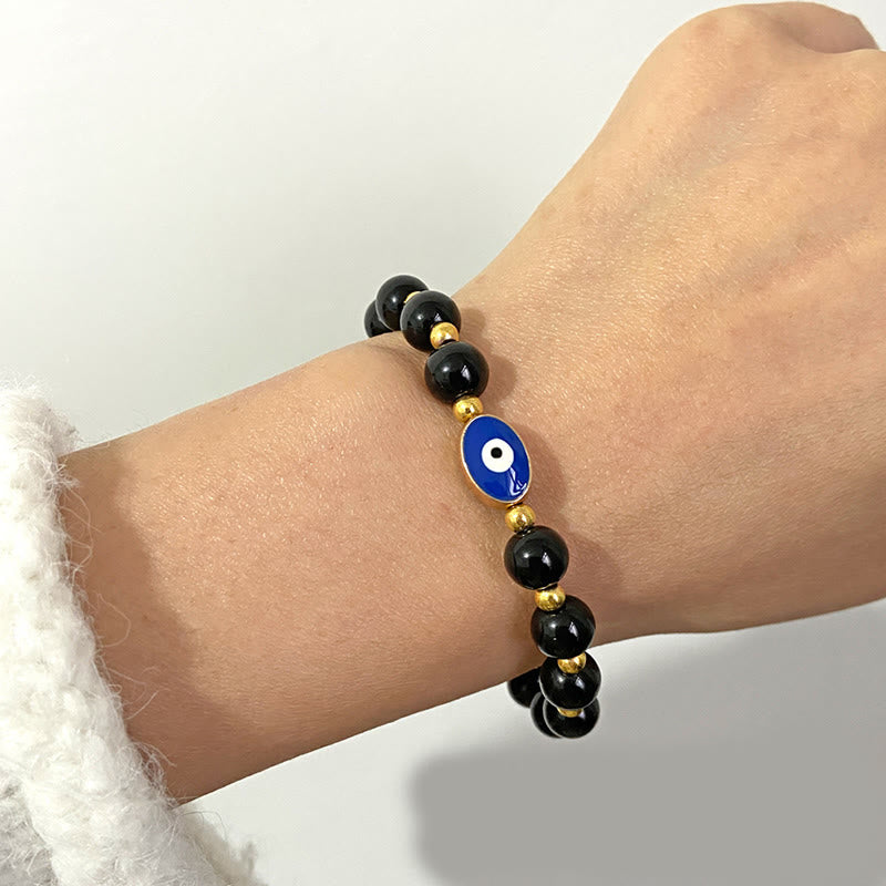 Bracelet Olivenorma 8 mm œil de tigre bleu contre le mauvais œil