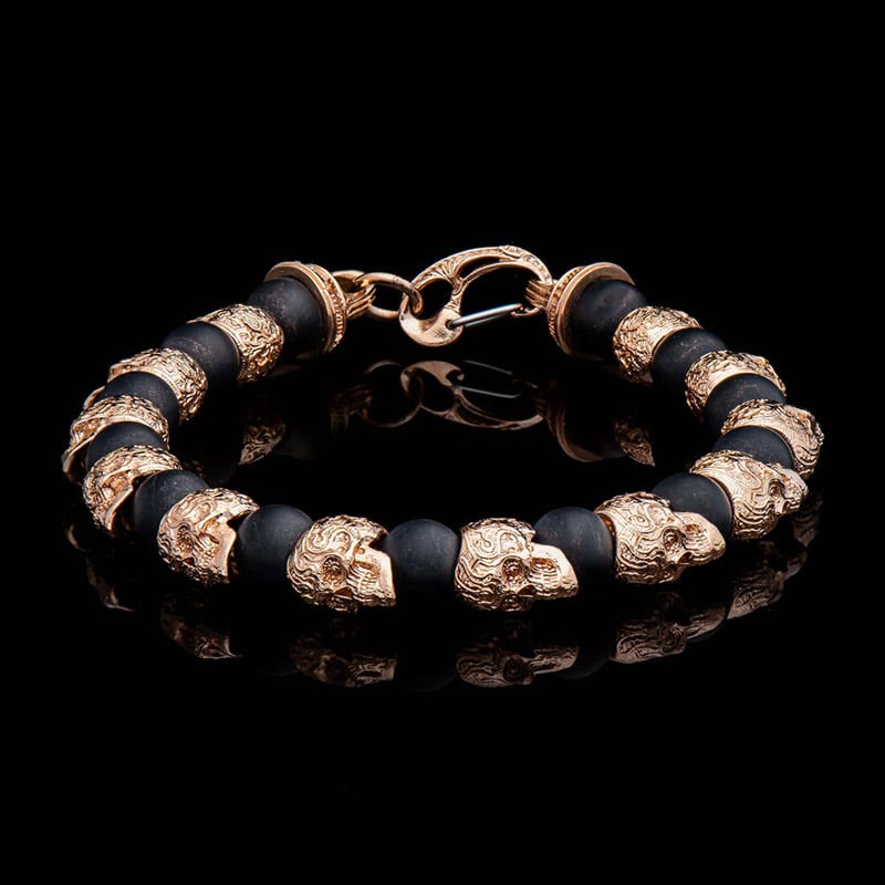Bracelet Olivenorma en acier inoxydable fait main avec œil de tigre naturel