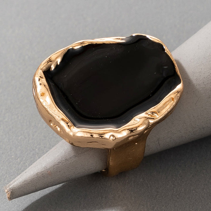 Bague ajustable en résine à bords dorés irréguliers exagérés Olivenorma