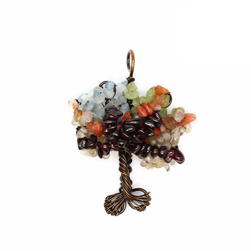 Collier pendentif arbre de vie chakra gravier cristal Olivenorma