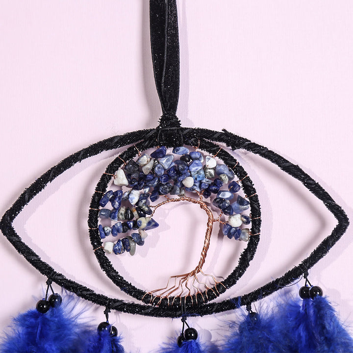 Attrape-rêves en plumes avec arbre de vie en sodalite Olivenorma