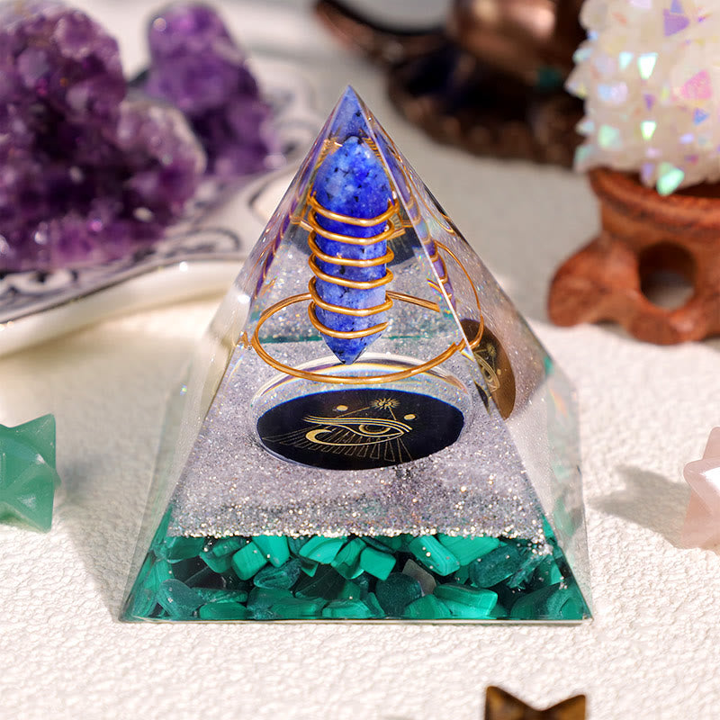 Pyramide d'orgone en lapis-lazuli et malachite Olivenorma