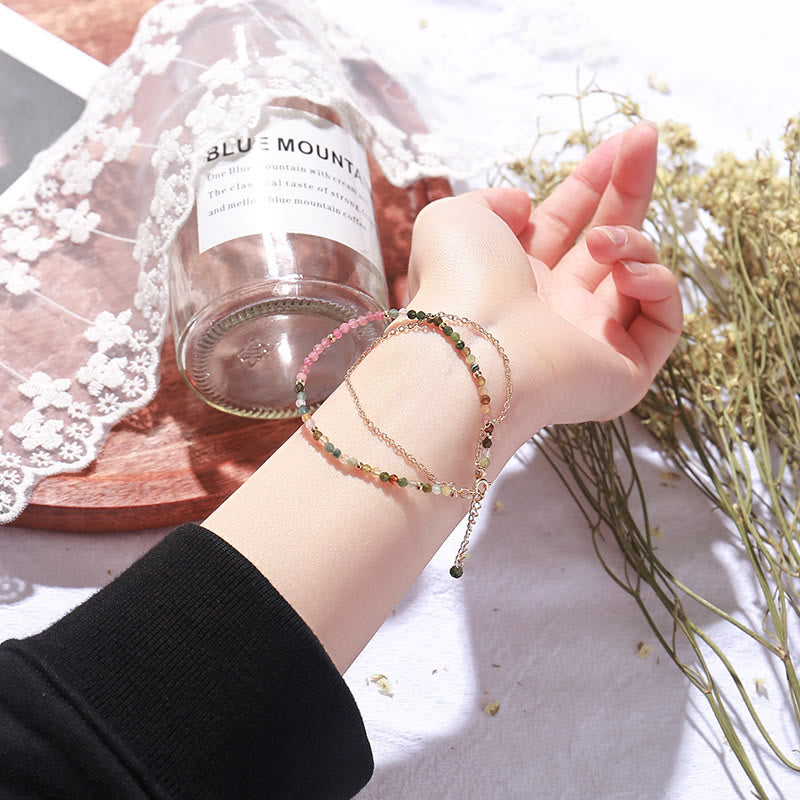 Bracelet double fin en cuivre plaqué or et tourmaline Olivenorma