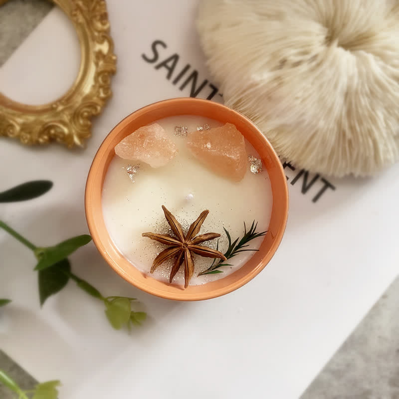 Bougie d'aromathérapie en cristal naturel faite à la main - Roses de jardin