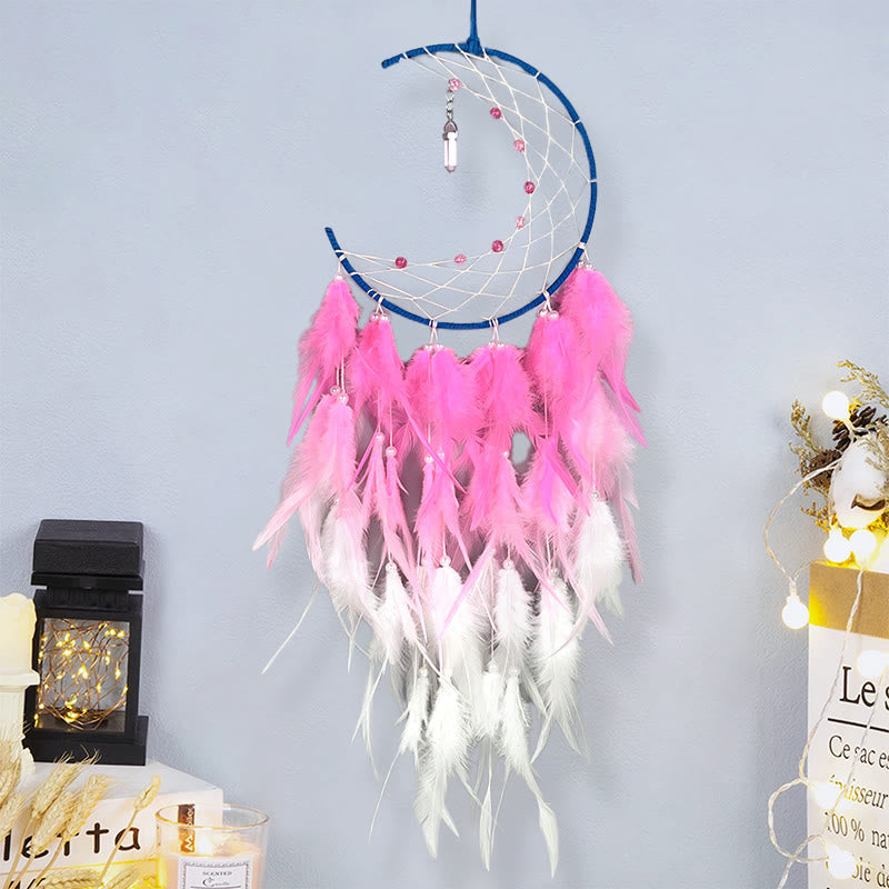 Attrape-rêves pendentif lune avec topaze bleue Olivenorma